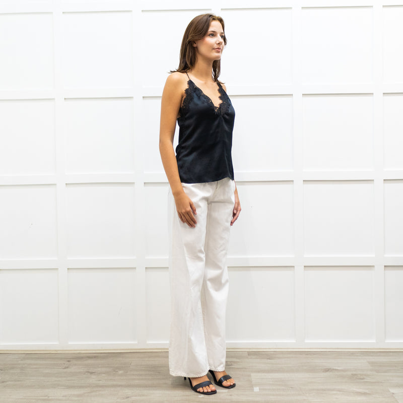 Cami NYC Black Silk & Lace Half Lined Camisole