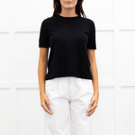 Joseph Black Fine Knit Short Sleeve Cashmere Sweater