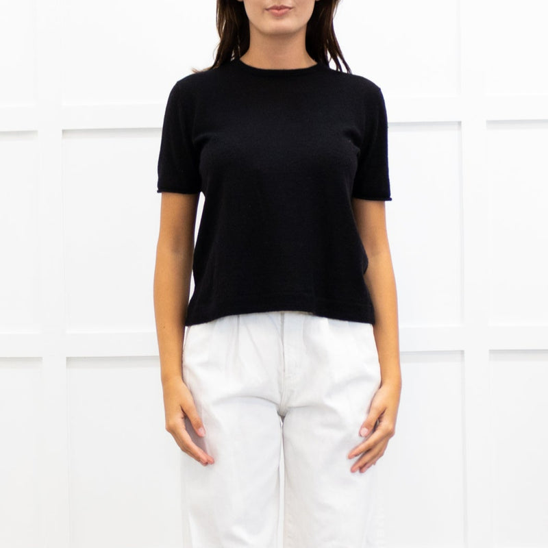 Joseph Black Fine Knit Short Sleeve Cashmere Sweater
