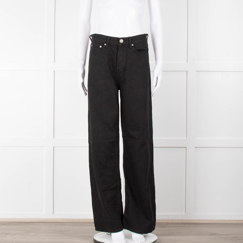 Rag & Bone Logan Black Mid Rise Wide Leg Jeans