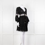 Laurie & Joe Black Broderie Mini Dress with Embellished Waist