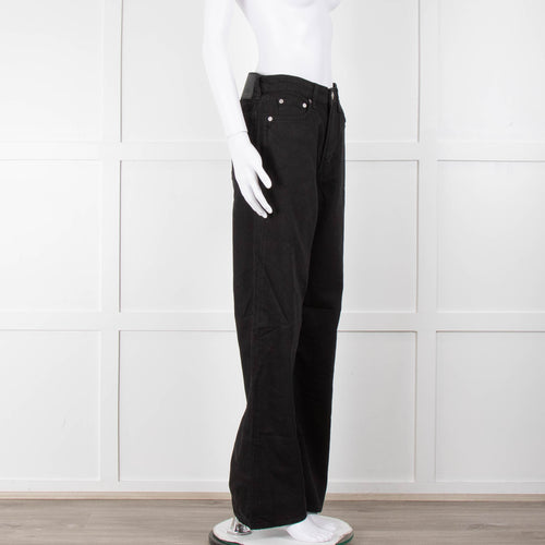 Rag & Bone Logan Black Mid Rise Wide Leg Jeans