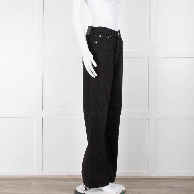 Rag & Bone Logan Black Mid Rise Wide Leg Jeans