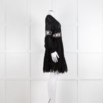 Laurie & Joe Black Broderie Mini Dress with Embellished Waist