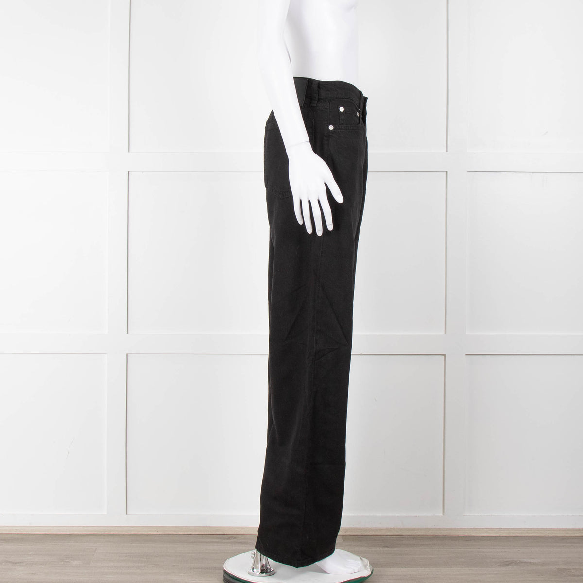 Rag & Bone Logan Black Mid Rise Wide Leg Jeans