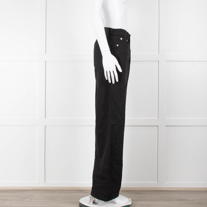 Rag & Bone Logan Black Mid Rise Wide Leg Jeans