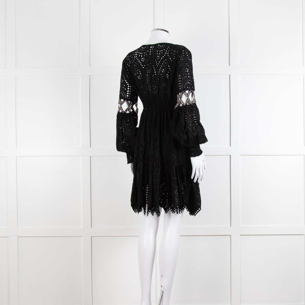 Laurie & Joe Black Broderie Mini Dress with Embellished Waist