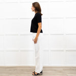 Joseph Black Fine Knit Short Sleeve Cashmere Sweater
