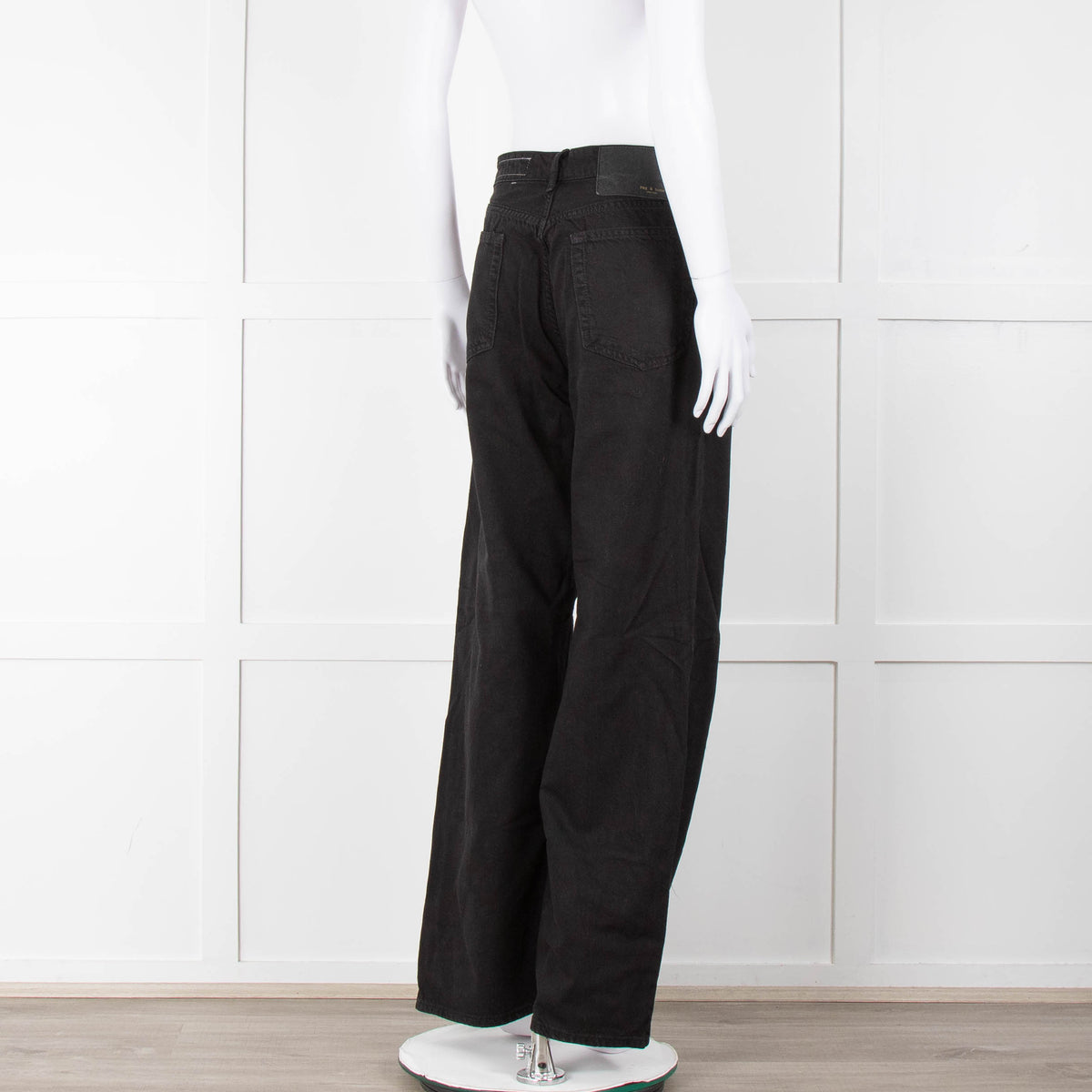 Rag & Bone Logan Black Mid Rise Wide Leg Jeans
