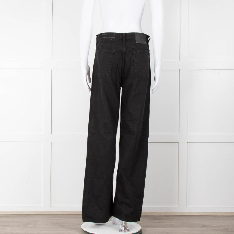 Rag & Bone Logan Black Mid Rise Wide Leg Jeans