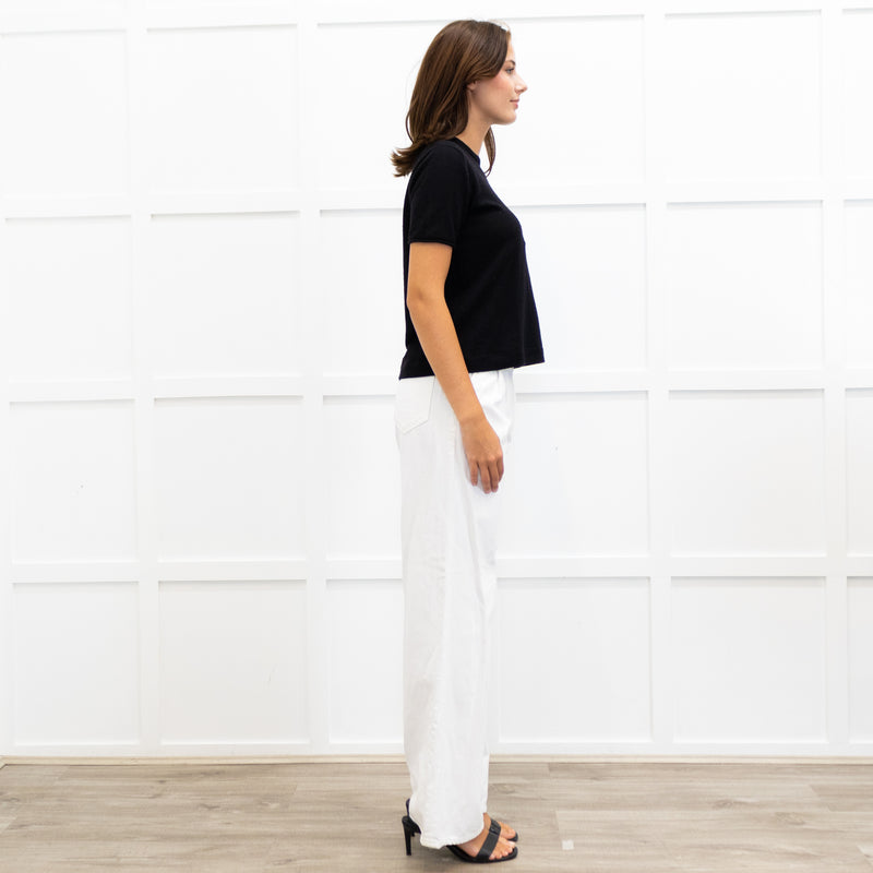 Joseph Black Fine Knit Short Sleeve Cashmere Sweater