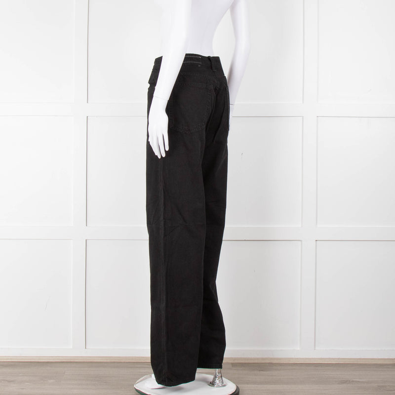 Rag & Bone Logan Black Mid Rise Wide Leg Jeans
