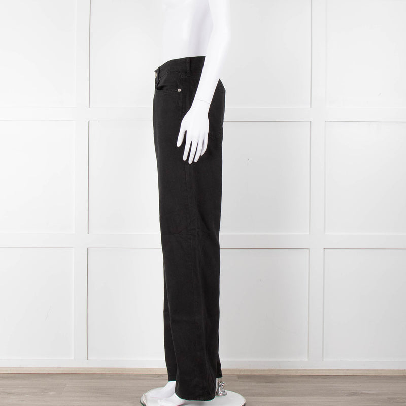 Rag & Bone Logan Black Mid Rise Wide Leg Jeans
