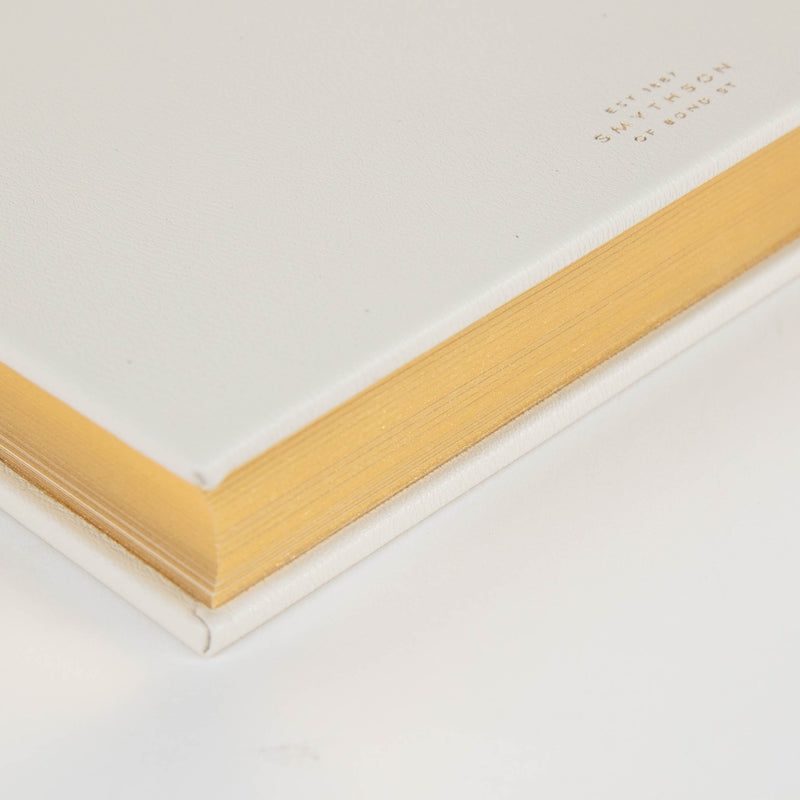 Smythson White Leather Hardbound Medium Guest Book