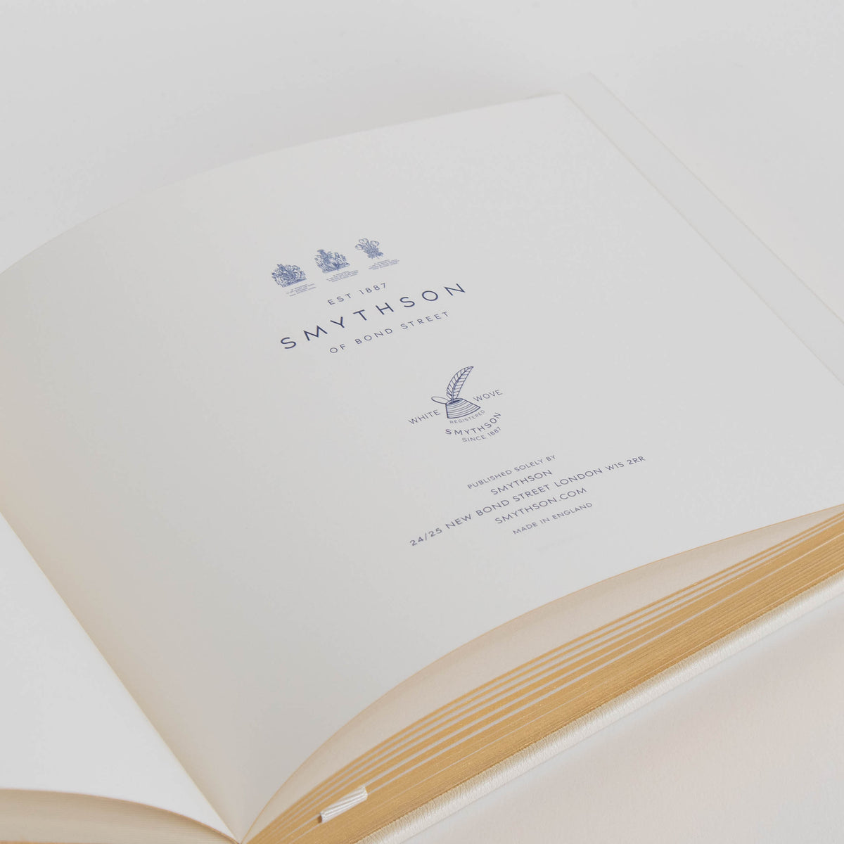 Smythson White Leather Hardbound Medium Guest Book