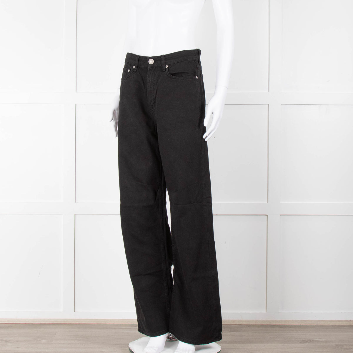Rag & Bone Logan Black Mid Rise Wide Leg Jeans