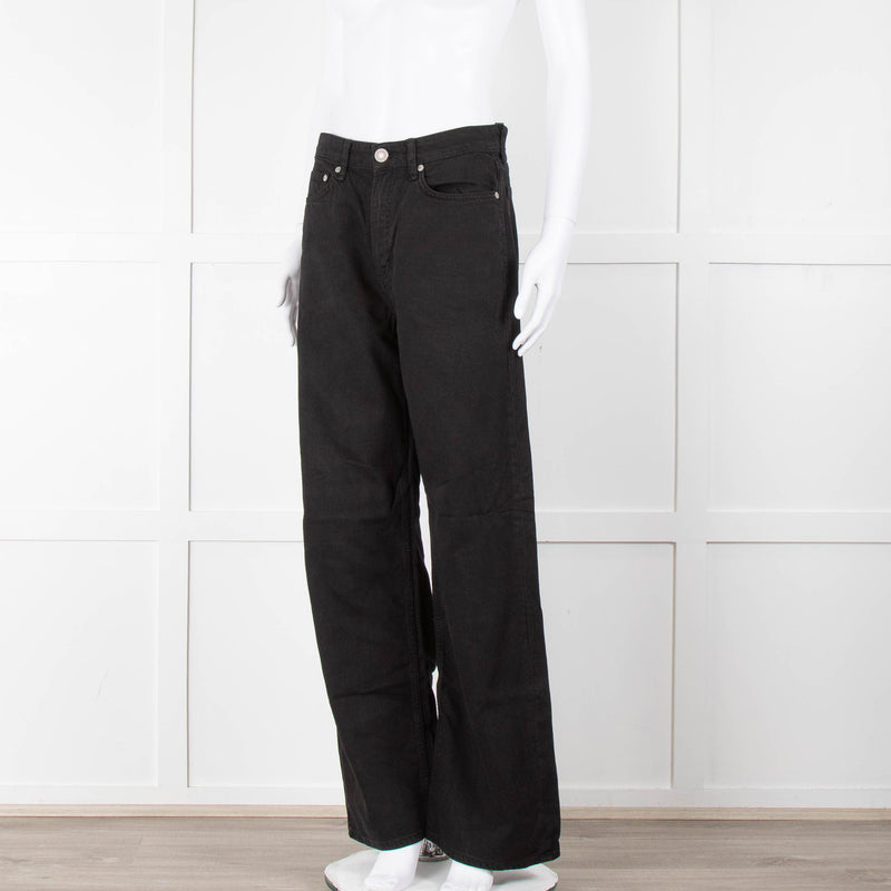 Rag & Bone Logan Black Mid Rise Wide Leg Jeans