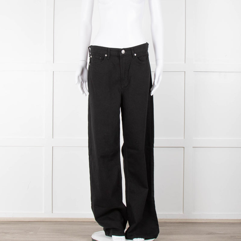 Rag & Bone Black Logan Mid Rise Wide Leg Jeans