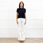 Joseph Navy Fine Knit Short Sleeve Cashmere Sweater