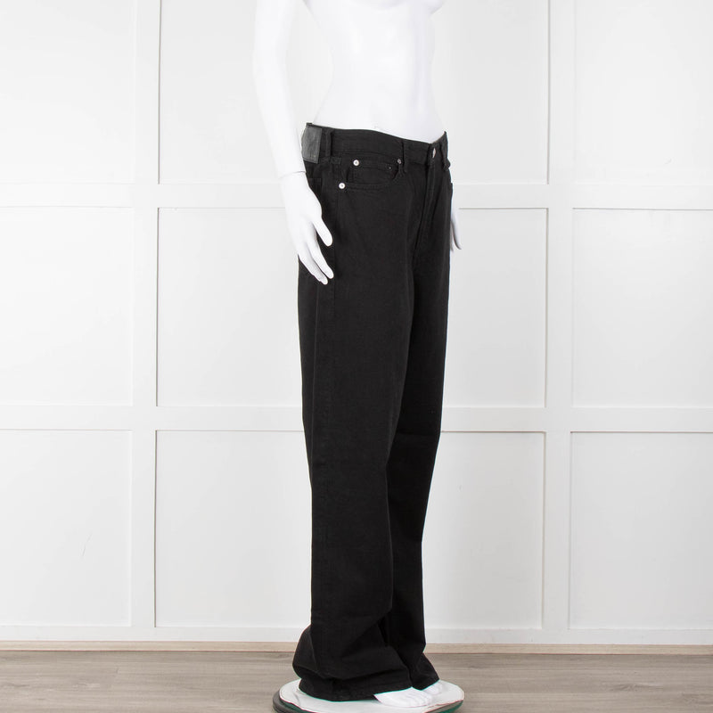 Rag & Bone Black Logan Mid Rise Wide Leg Jeans