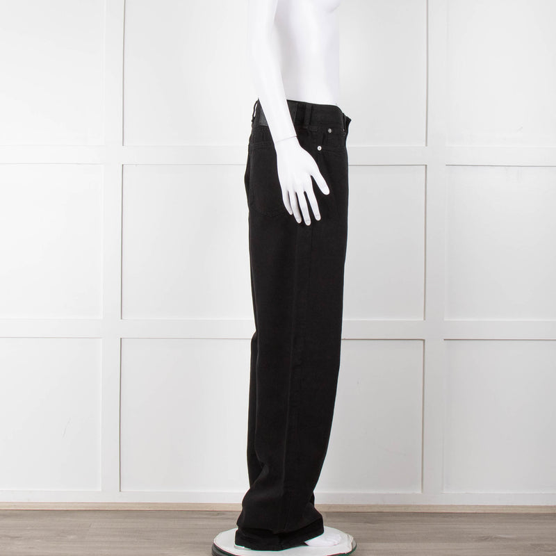 Rag & Bone Black Logan Mid Rise Wide Leg Jeans