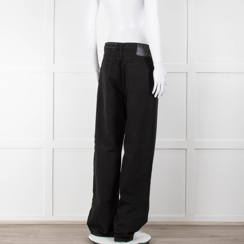 Rag & Bone Black Logan Mid Rise Wide Leg Jeans
