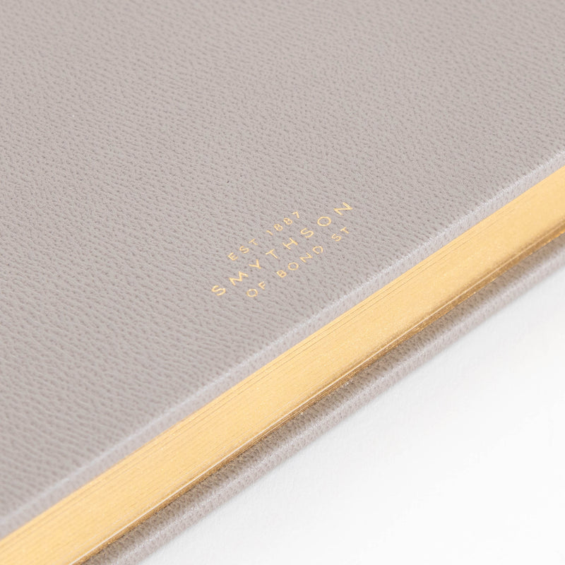 Smythson Dove Grey Leather Hardbound Guest Book