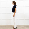 Joseph Navy Fine Knit Short Sleeve Cashmere Sweater