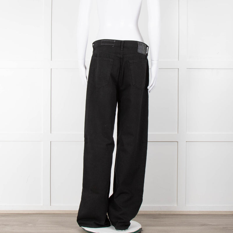 Rag & Bone Black Logan Mid Rise Wide Leg Jeans