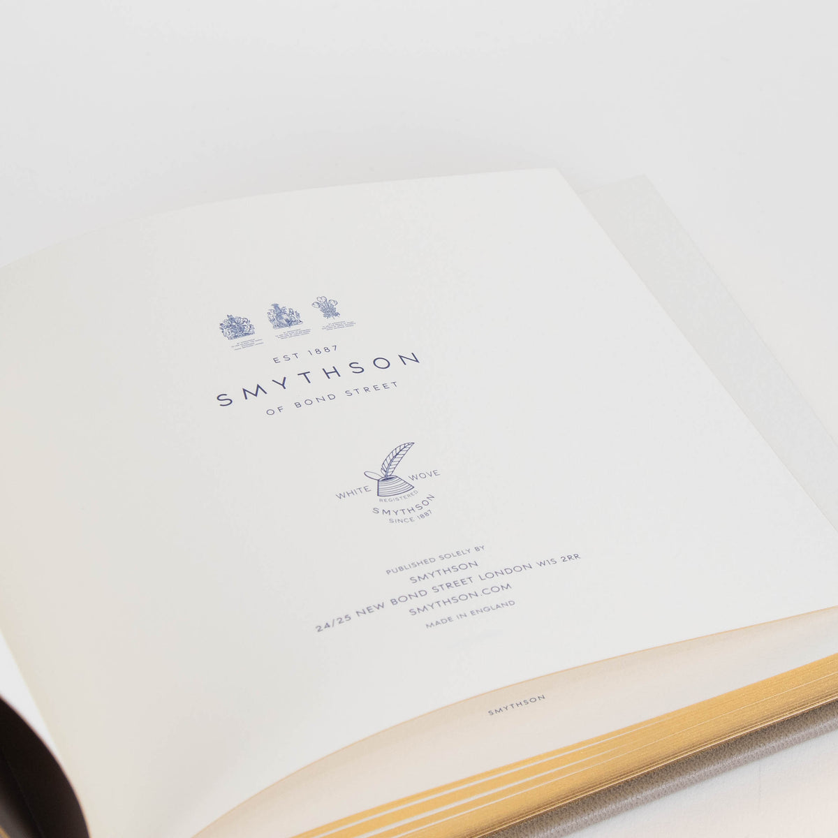 Smythson Dove Grey Leather Hardbound Guest Book