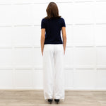 Joseph Navy Fine Knit Short Sleeve Cashmere Sweater