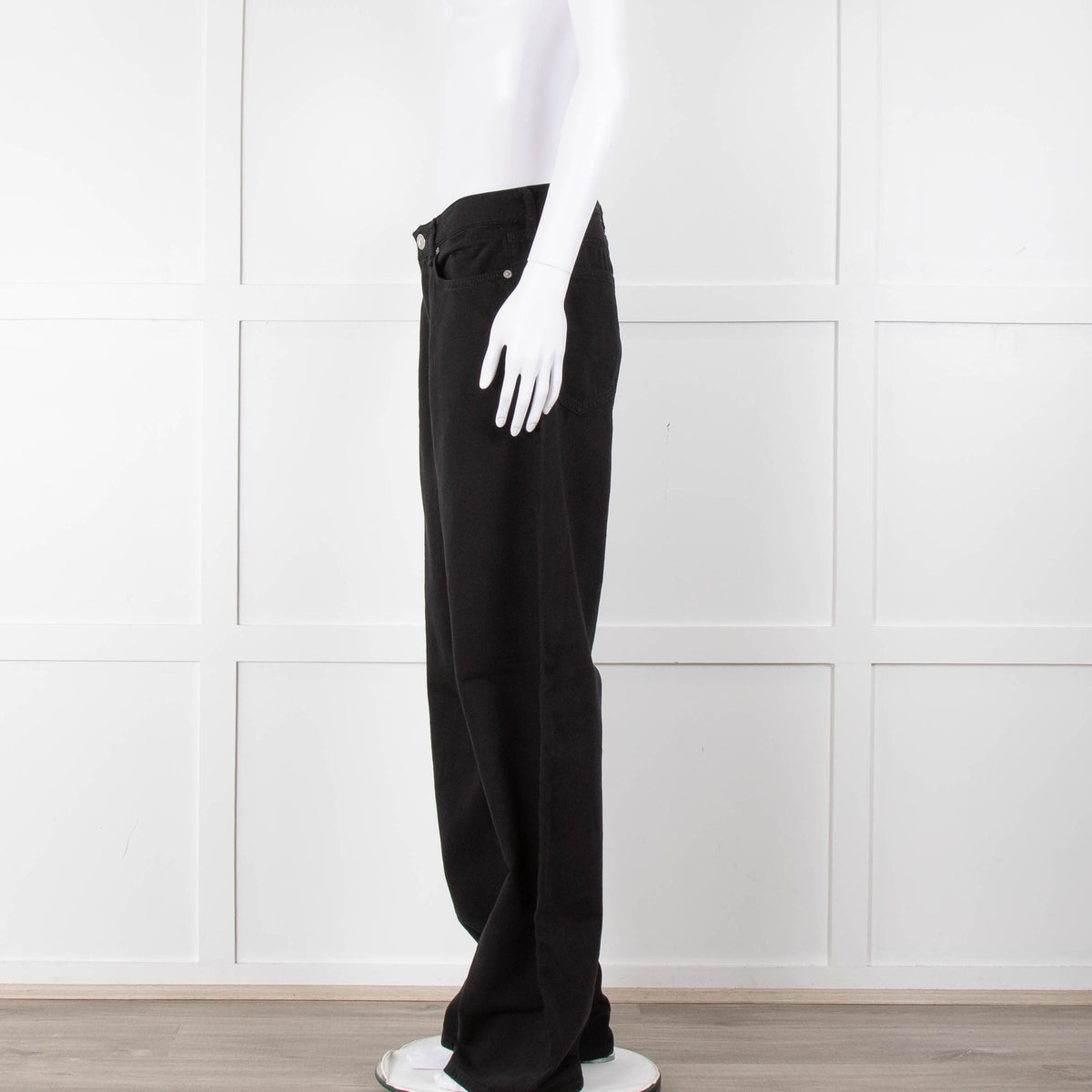 Rag & Bone Black Logan Mid Rise Wide Leg Jeans