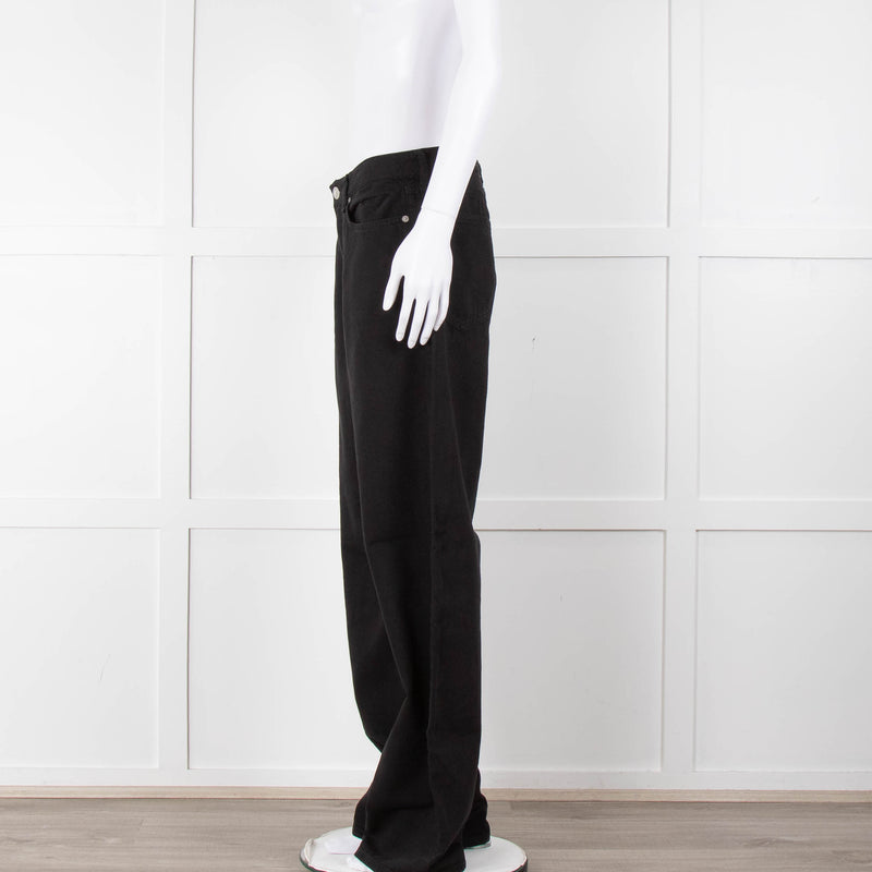 Rag & Bone Black Logan Mid Rise Wide Leg Jeans