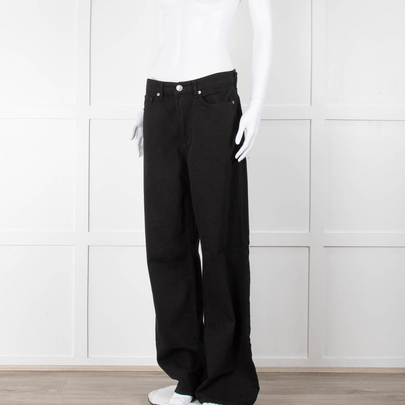Rag & Bone Black Logan Mid Rise Wide Leg Jeans