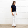 Joseph Navy Fine Knit Short Sleeve Cashmere Sweater