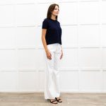 Joseph Navy Fine Knit Short Sleeve Cashmere Sweater