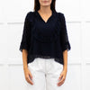 See By Chloe Navy Frilled Sheer Blouse