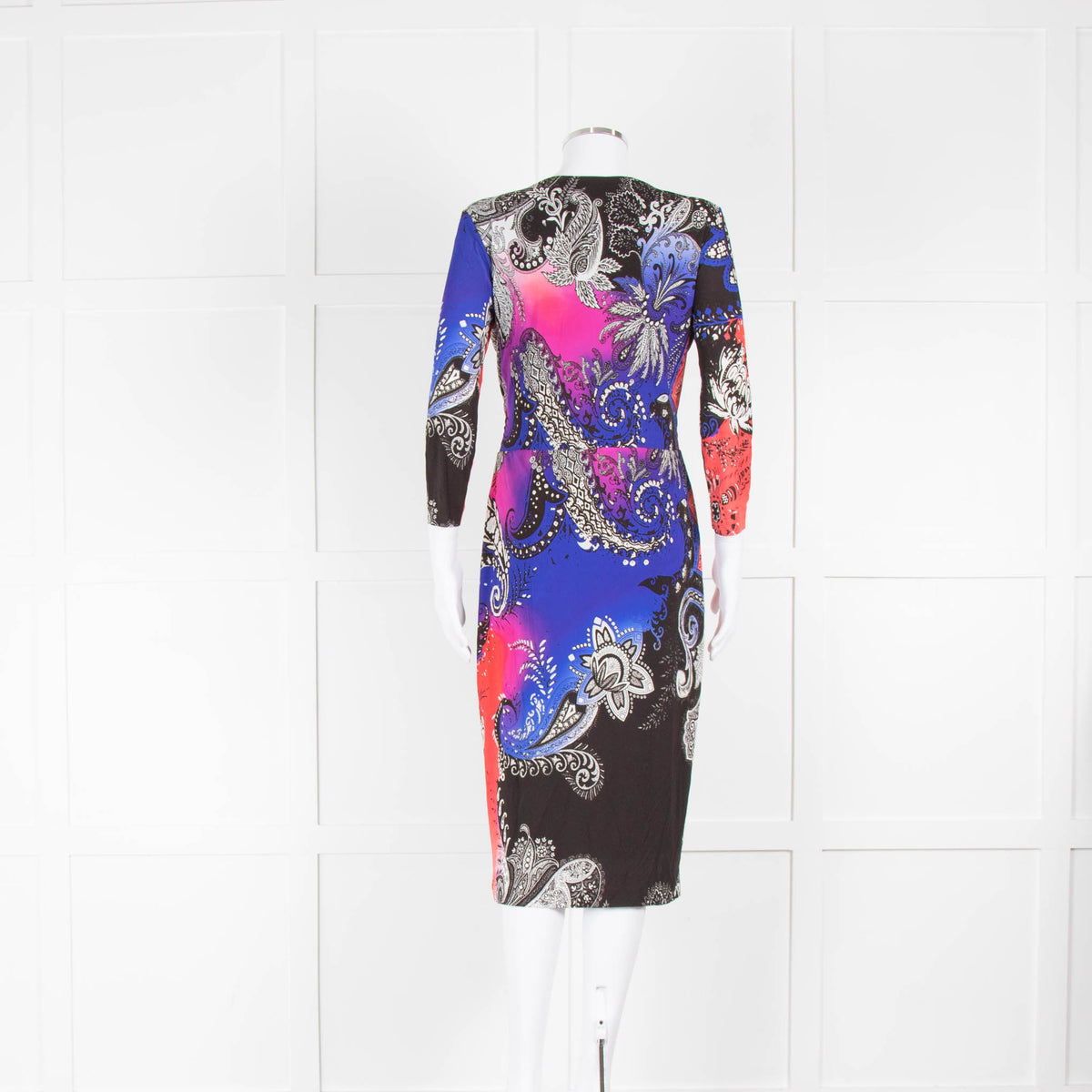Etro Black Orange Paisley Stretchy Knot Front Dress