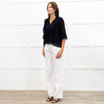 See By Chloe Navy Frilled Sheer Blouse