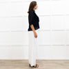 See By Chloe Navy Frilled Sheer Blouse