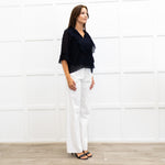 See By Chloe Navy Frilled Sheer Blouse