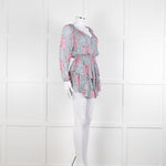 LoveShackFancy Blue and Pink Drop Waist Mini Dress