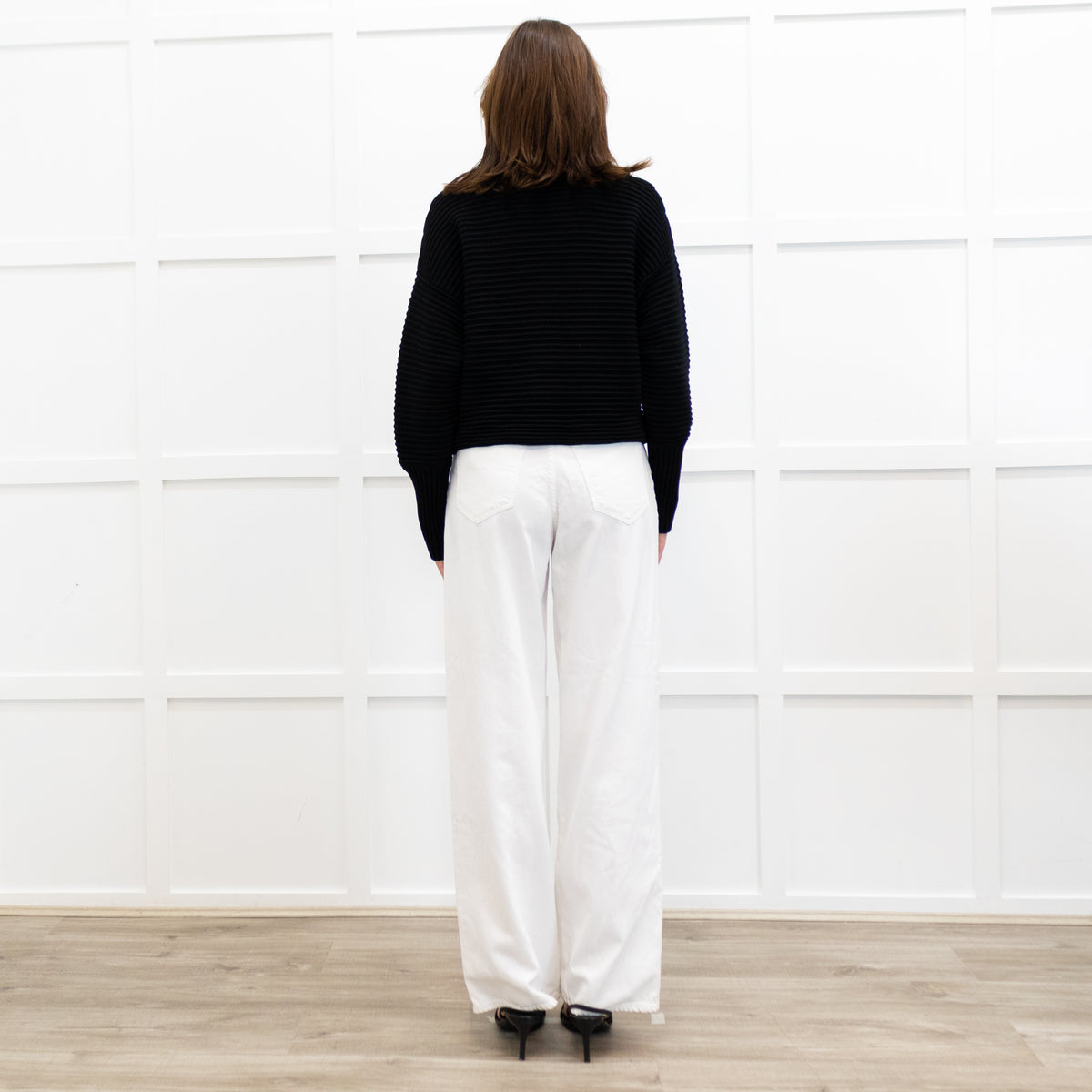 Victoria Victoria Beckham Black Crinkle Knit Turtle Neck