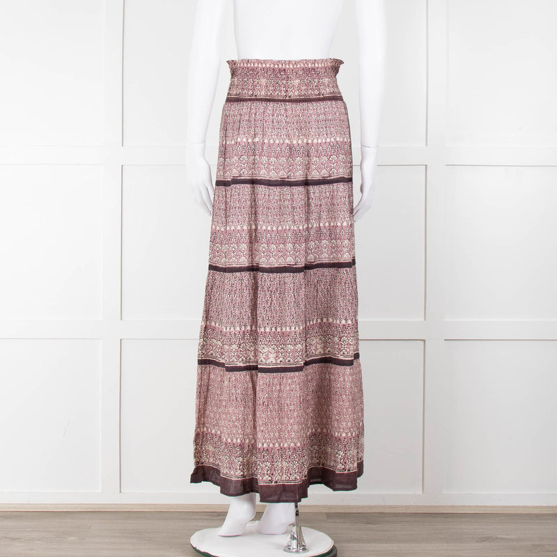 MABE Purple Block Print Maxi Skirt