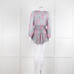 LoveShackFancy Blue and Pink Drop Waist Mini Dress