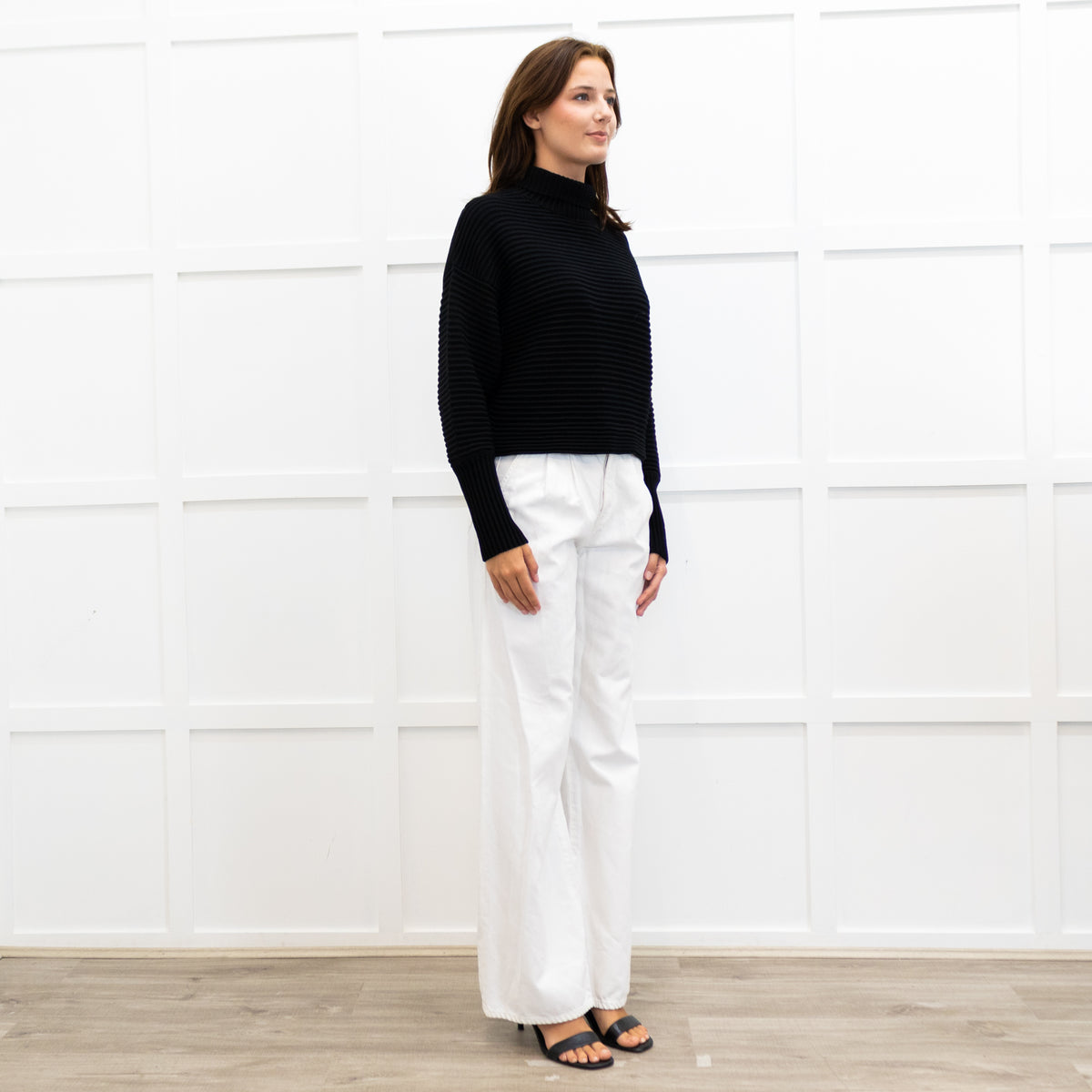 Victoria Victoria Beckham Black Crinkle Knit Turtle Neck