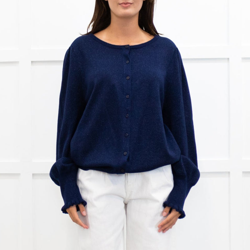 WYSE Navy Adele Shimmer Cardigan