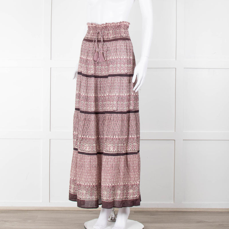 MABE Purple Block Print Maxi Skirt