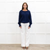 WYSE Navy Adele Shimmer Cardigan