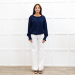 WYSE Navy Adele Shimmer Cardigan